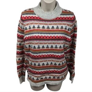 J. Crew Fair Isles Mock Neck Lambs Wool Blend Sweater Sz S